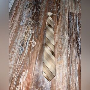 Men’s Vintage Botany500 Gold Diagonal Striped Clip on Tie